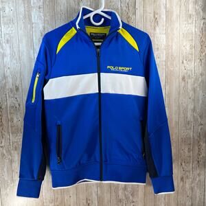 Polo Sport RL NWT Track‎ Jacket Men S Blue Colorblock Fleece Inner Performance